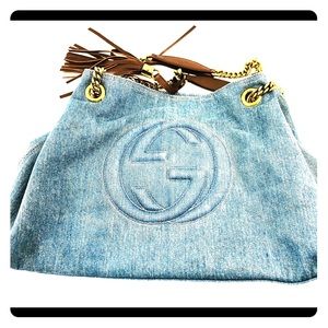 Authentic light denim Gucci soho bag